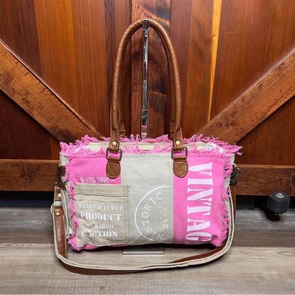 Myra Bag Handbags - Myra Bag Queen Creek Upcycled Tote Shoulder Purse Canvas Bag Vintage Handbag